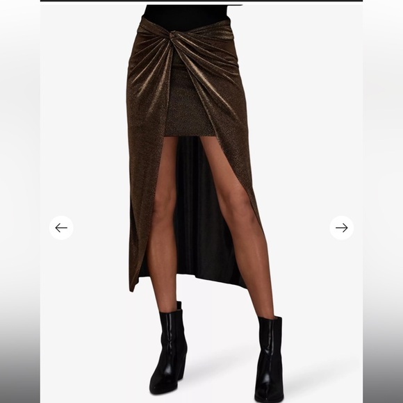 All Saints Sami metallic twist front skirt - Picture 2 of 6